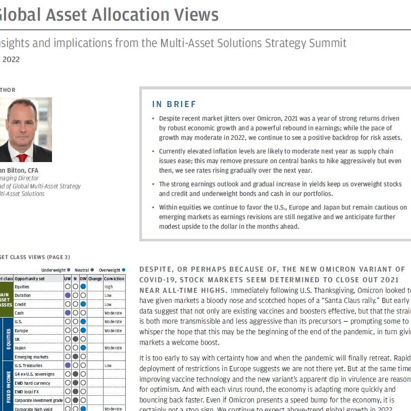 Global Asset Allocation Views 1Q 2022 - J.P. Morgan Asset Management